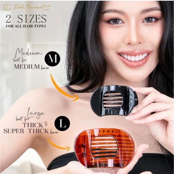 Set of 6 Large Lay Flat Hair Claw Clips in Black, Clear, and Amber NWT - Picture 4 of 7